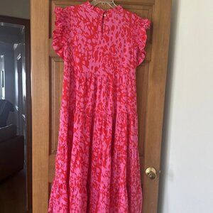 Womens Red/Pink Maxi Dress